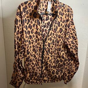 Fabletics Flyweight Windbreaker Leopard Print Jacket Sz M
